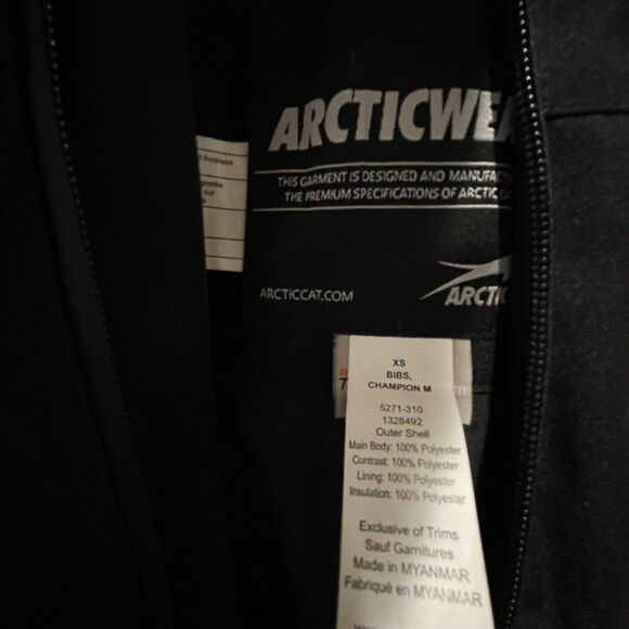Arcticwear Arctic Cat Men’s Champion Bibs Pants Black Size XS NWT Insulated - Picture 2 of 16